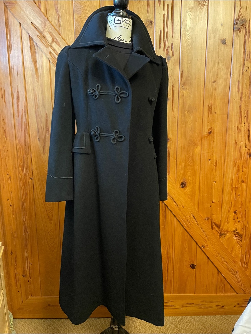 Classic Black Long Coat with Frog Closures